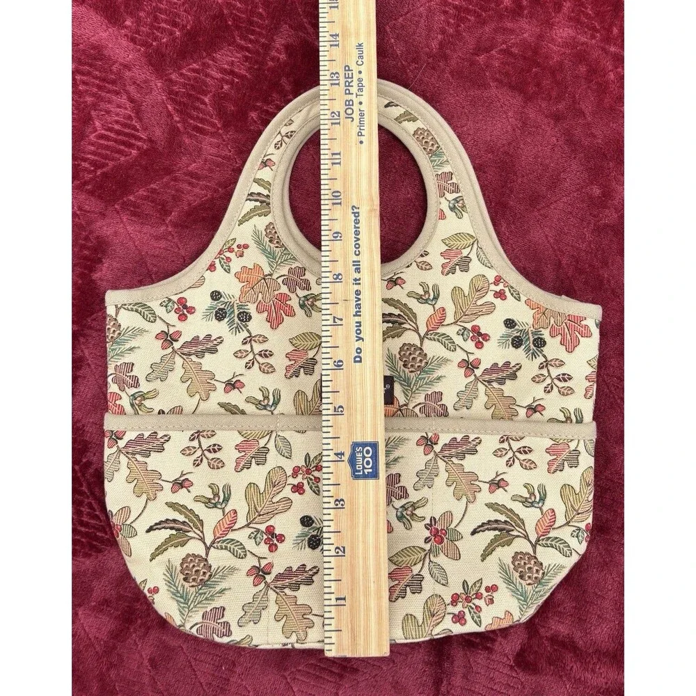 Longaberger Autumn Path Booking Tote Woodsy Open Top Acorn Leaves Fall EUC - Picture 9 of 10